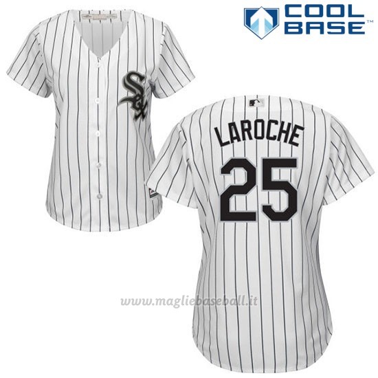 Maglia Baseball Donna Chicago White Sox 25 Adam Laroche Wilson Ramos Bianco Autentico Collezione Cool Base
